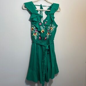 LULUMARI Ruffle Embroidered Dress